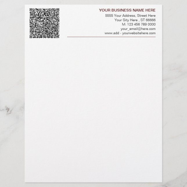 Papel Timbrado Design a sua própria cabeça comercial com o código (Frente)