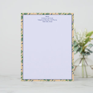 Papel Timbrado design azul com flor