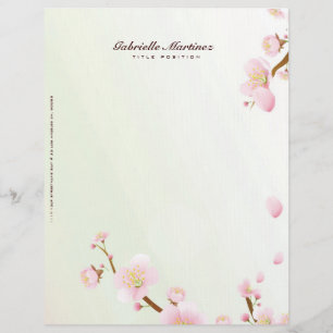 Papel Timbrado Design De Flor De Cereja, Rosa E Branco
