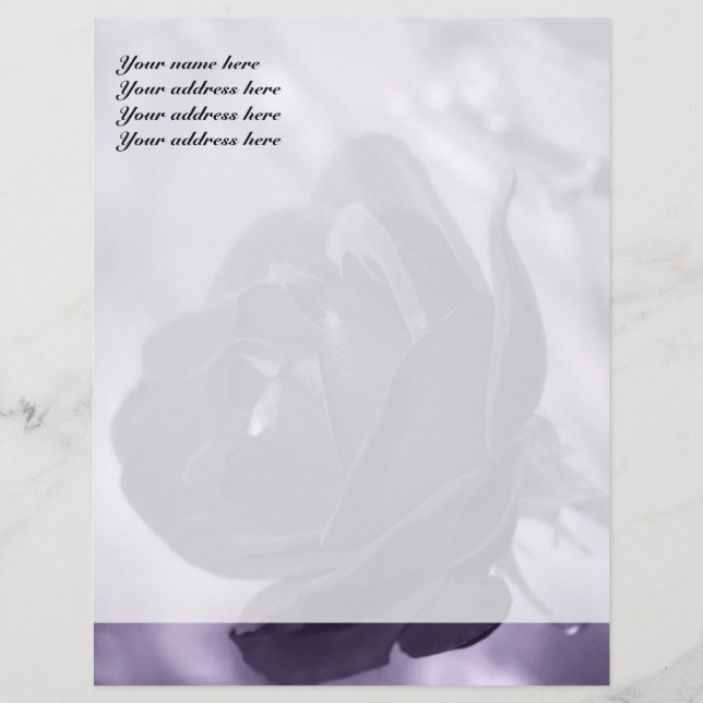 Papel Timbrado Design de Letra com Rosa Roxa (Frente)
