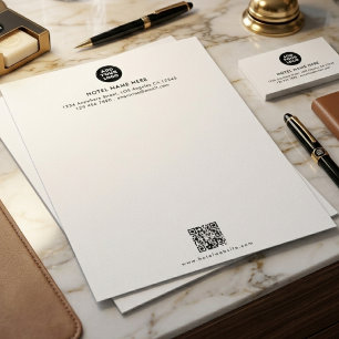 Papel Timbrado Design de Logo de Hotel Personalizado & Código QR