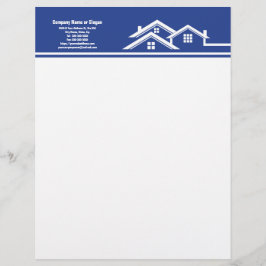 Papel Timbrado Design de Logotipo Imobiliário Branco e Azul