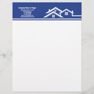 Papel Timbrado Design de Logotipo Imobiliário Branco e Azul