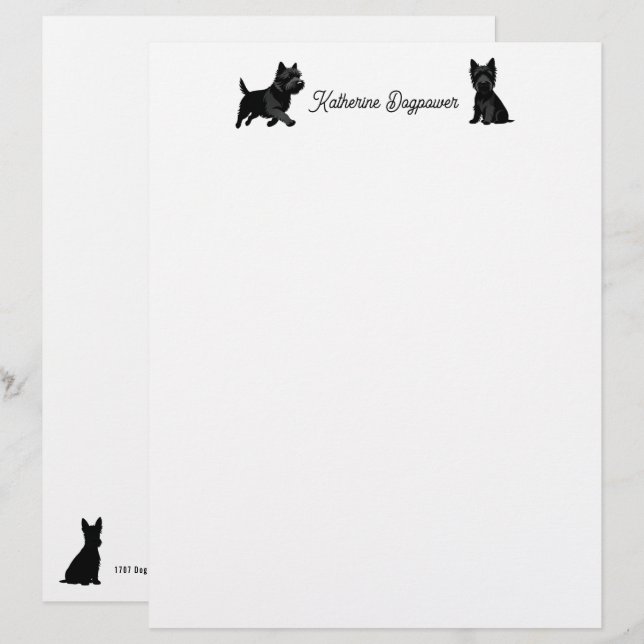 Papel Timbrado Design de Silhuetas de Animais Fofos - Cães 1 (Frente/Verso)