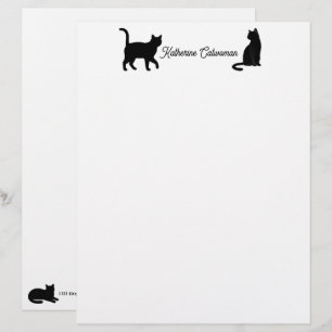 Papel Timbrado Design de Silhuetas de Animais Fofos - Gatos 1