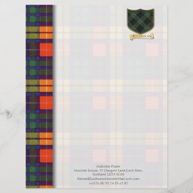 Papel Timbrado design de tartan (Frente)