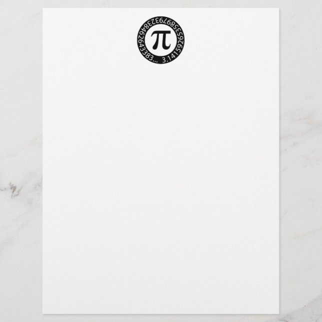 Papel Timbrado DESIGN DE TEXTO Número Pi Símbolo matemático (Frente)