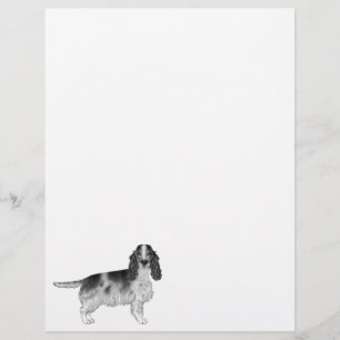 Papel Timbrado Design Inglês Cocker Spaniel Em Preto E Branco