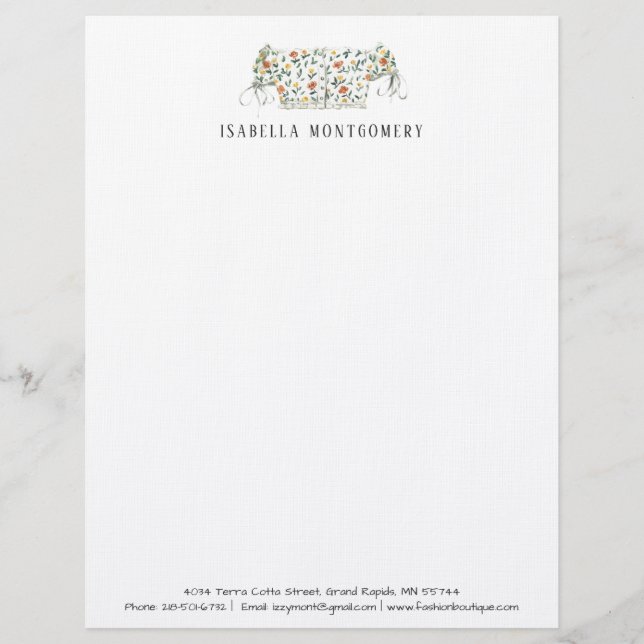 Papel Timbrado Design Letterhead de Moda de Aquarela Personalizad (Frente)