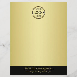 Papel Timbrado Design preto e dourado, logotipo ou foto em círcul