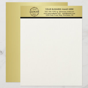 Papel Timbrado Design preto e dourado, logotipo ou foto em círcul