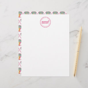 Papel Timbrado Design rosa Letterhead de Natal Personalizado
