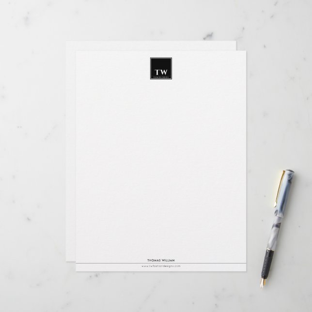 Papel Timbrado Designer de Moda Preto (Frente/Verso In Situ)