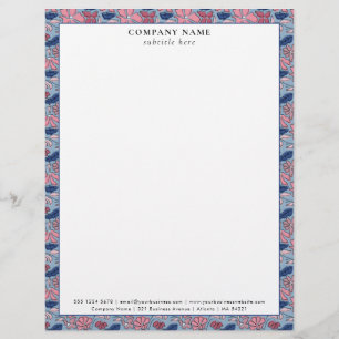 Papel Timbrado Detalhes do Nome da Empresa com Padrão Rosa Floral