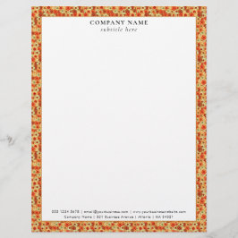 Papel Timbrado Detalhes do Nome da Empresa do Padrão Floral Retro