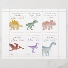 Papel Timbrado Dinosaur Valentine Cards for Kids