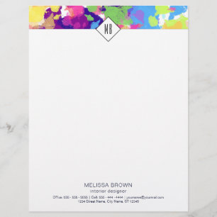 Papel Timbrado Dispersão por Aquarela Abstrato moderna colorida