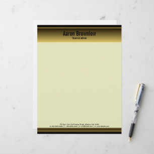 Papel Timbrado Do contador bares pretos e Dourados do cabeçalho