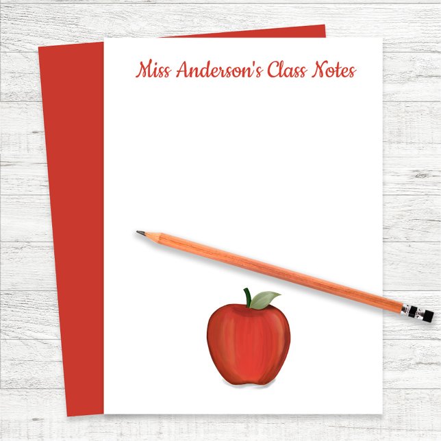 Papel Timbrado Docente em sala de aula personalizado (Red apple custom teacher paper sheets. Perfect for any classroom.)
