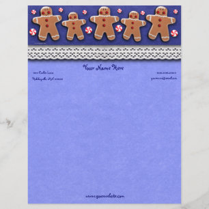 Papel Timbrado Doces dos biscoitos do pão-de-espécie azuis