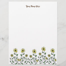 Papel Timbrado Doodle de Flor Silvestre Retro Personalizado Flora