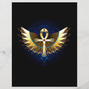 Papel Timbrado Dourada Ankh com Asas