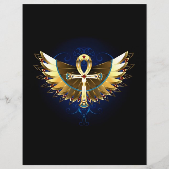 Papel Timbrado Dourada Ankh com Asas (Frente)