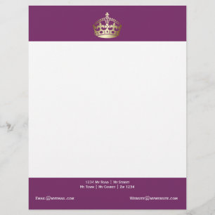 Papel Timbrado Dourada Coroa Em Segundo Plano Roxo