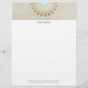 Papel Timbrado Dourada Lotus Yoga e Meditação Professora Health S