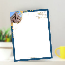 Papel Timbrado Dourado e Azul, Adicionar Foto à Forma Personaliza
