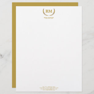 Papel Timbrado Dourado Laurel Folaves Elegante Inicial em Branc