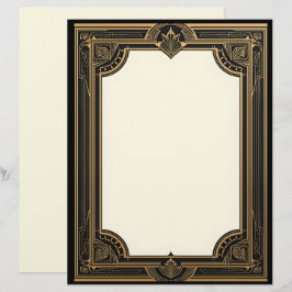 Papel Timbrado Dourado no Black Art Deco Classic