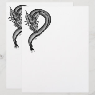 Papel Timbrado Dragão no estilo de tatuagem