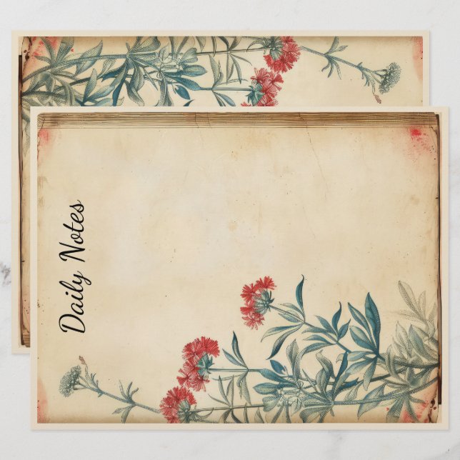 Papel Timbrado Eficácia da ilustração da flor de Yseta (Frente/Verso)