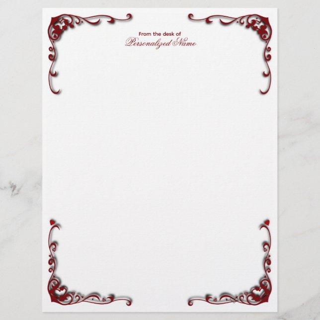 Papel Timbrado Elegância barroca sem revestimento (Frente)