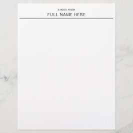 Papel Timbrado Elegant A Note From You Personalized Letterhead