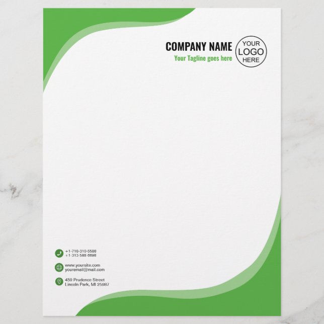 Papel Timbrado Elegant and fluid green (Frente)