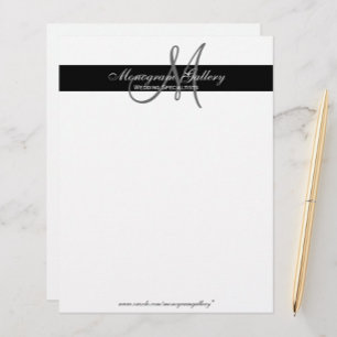 Papel Timbrado Elegant Black and White Monogram Letterhead