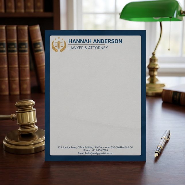 Papel Timbrado Elegant Blue Leather Look Law Firm Letterhead (Elegant Blue Leather Look Law Firm Letterhead)
