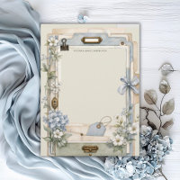 Elegante Azul Floral Personalizado Francês