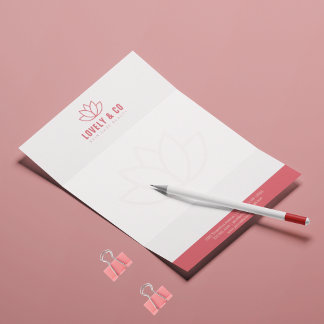 Papel Timbrado Elegante Beleza de Salão Rosa Poeirento e Marfim