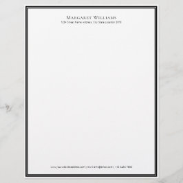 Papel Timbrado Elegante Black White Border Office Professional