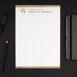 Papel Timbrado Elegante branco clássico e monograma personalizado
