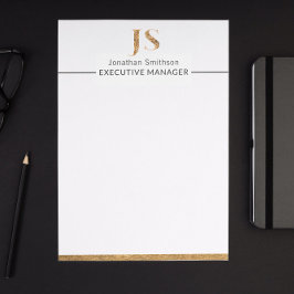 Papel Timbrado Elegante branco clássico e monograma personalizado