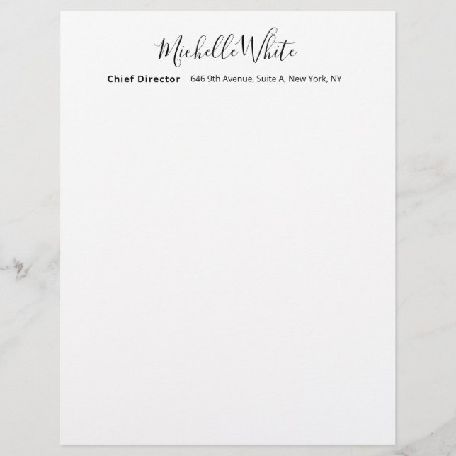 Papel Timbrado Elegante Branco Simples Profissional Moderno (Frente)