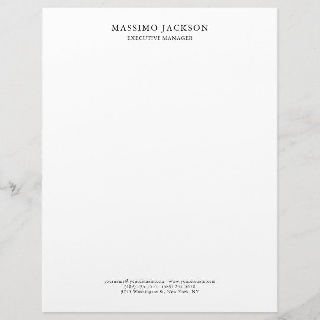 Papel Timbrado Elegante Clássico Simples Branco Profissional (Frente)