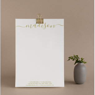 Papel Timbrado Elegante Dourado Tipografia Monograma Mail