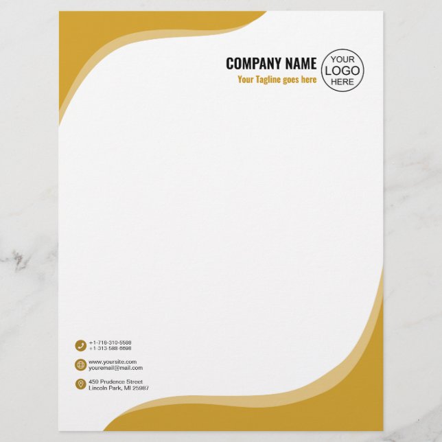 Papel Timbrado Elegante e fluido amarelo (Frente)