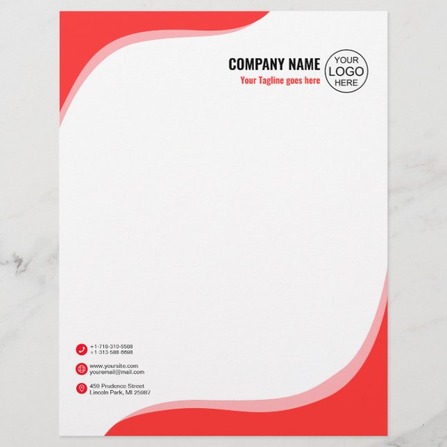 Papel Timbrado Elegante e fluido vermelho (Frente)