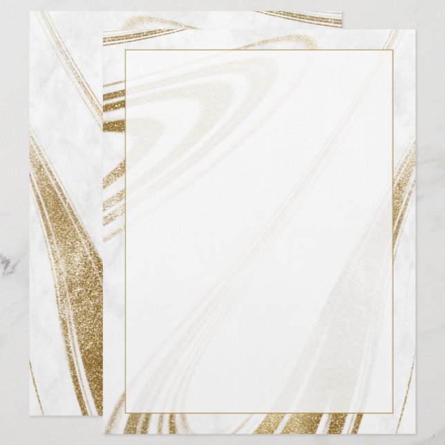 Papel Timbrado Elegante Mármore Dourado (Frente/Verso)